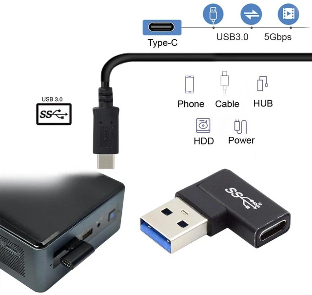 Alt view image 7 of 7 - AJMRTC 3 Pack USB 3.0 90 Degree Angled Adapter, USB A to USB A & USB C Right Angle OTG Converter, Support Data Transfer, Charging, for Laptop, Phone, Flash Drive and Other External Devices