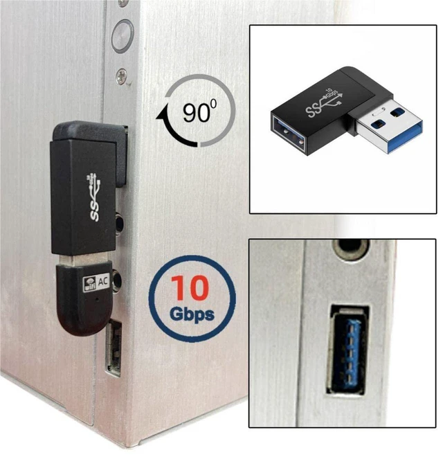Alt view image 5 of 7 - AJMRTC 3 Pack USB 3.0 90 Degree Angled Adapter, USB A to USB A & USB C Right Angle OTG Converter, Support Data Transfer, Charging, for Laptop, Phone, Flash Drive and Other External Devices