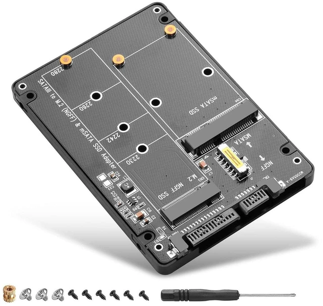 Main image of AJMRTC 2 in 1 M.2 NGFF & mSATA SSD to 2.5 Inch SATA III Converter Adapter, Supports M.2 B Key / B&M Key and mSATA SSD, 6Gbps High Speed SATA Expansion Card for Desktop Laptop