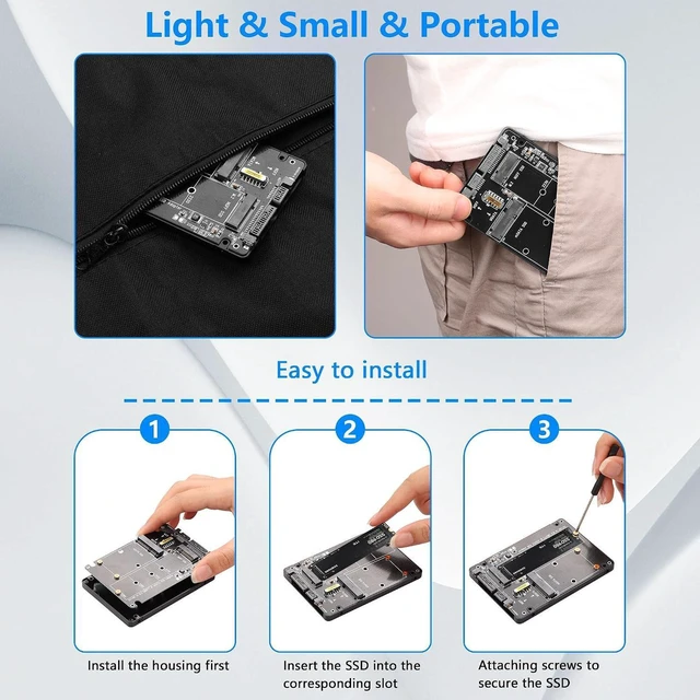 Alt view image 4 of 7 - AJMRTC 2 in 1 M.2 NGFF & mSATA SSD to 2.5 Inch SATA III Converter Adapter, Supports M.2 B Key / B&M Key and mSATA SSD, 6Gbps High Speed SATA Expansion Card for Desktop Laptop