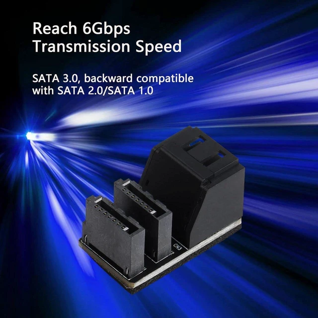 Alt view image 4 of 7 - AJMRTC 90 Degree Dual SATA 7PIN Male to Dual Female Adapter, Right Angle SATA Splitter Connector, Low Profile SATA Extension Converter for Slim Motherboard, SSD, HDD, Internal Storage Wiring