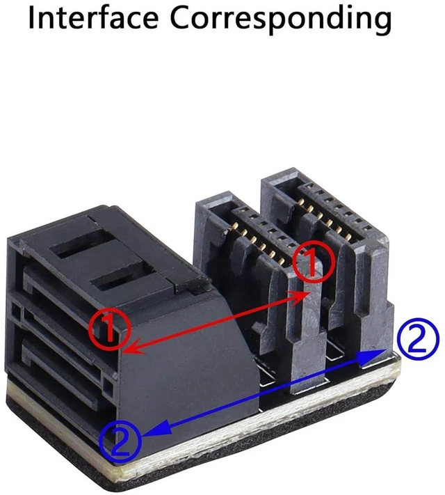 Alt view image 5 of 7 - AJMRTC 90 Degree Dual SATA 7PIN Male to Dual Female Adapter, Right Angle SATA Splitter Connector, Low Profile SATA Extension Converter for Slim Motherboard, SSD, HDD, Internal Storage Wiring