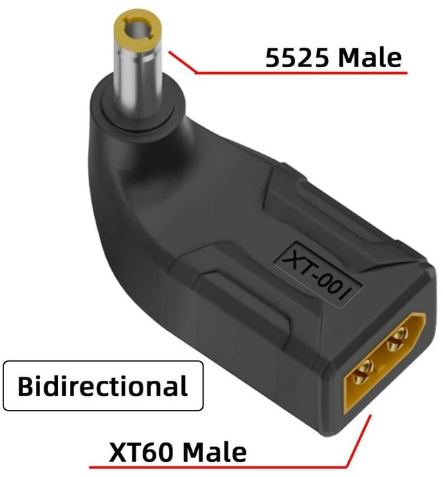 Alt view image 7 of 7 - AJMRTC XT60 Male SC100 Protocol to DC 5.5x2.5mm Male Vertical Angled Adapter, Fast Charging Connector Converter for RC Lipo Battery, Quadcopter, Multicopter, Aeromodelling Power Supply