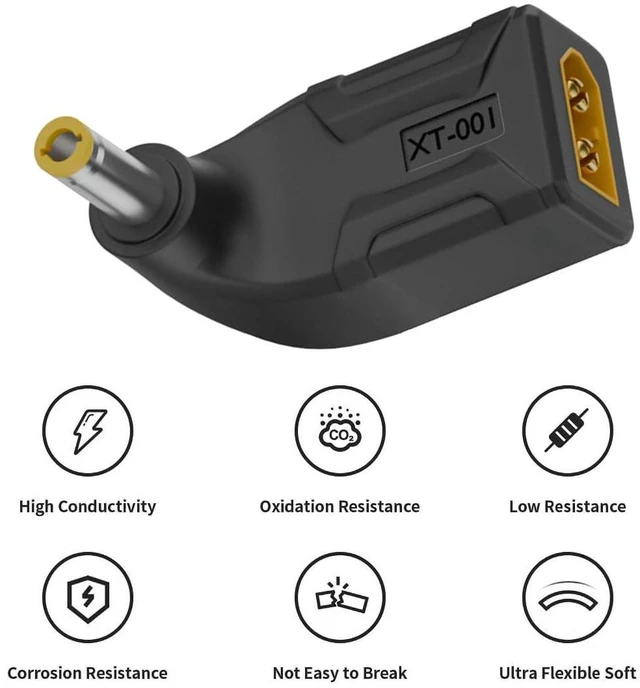 Alt view image 4 of 7 - AJMRTC XT60 Male SC100 Protocol to DC 5.5x2.5mm Male Vertical Angled Adapter, Fast Charging Connector Converter for RC Lipo Battery, Quadcopter, Multicopter, Aeromodelling Power Supply