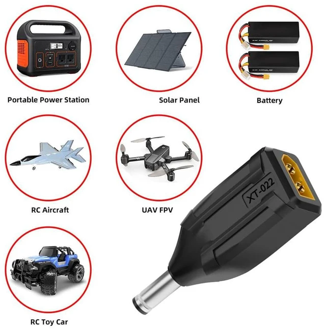 Alt view image 7 of 7 - AJMRTC XT60 Male to DC 5.5x2.1mm Male Fast Charging Adapter, SC100 Protocol Power Converter Connector for RC Lipo Battery, Quadcopter, Multicopter, Aeromodelling Model Power Supply