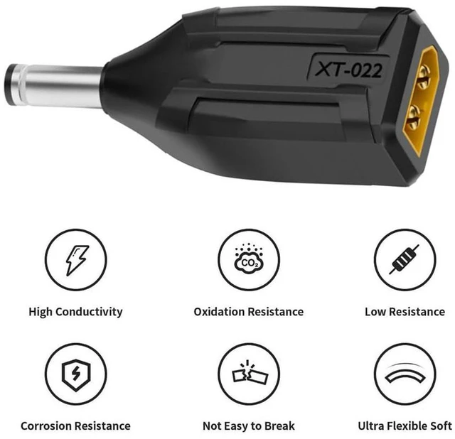 Alt view image 2 of 7 - AJMRTC XT60 Male to DC 5.5x2.1mm Male Fast Charging Adapter, SC100 Protocol Power Converter Connector for RC Lipo Battery, Quadcopter, Multicopter, Aeromodelling Model Power Supply
