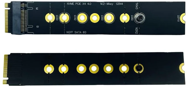 Alt view image 2 of 5 - AJMRTC M.2 M Key Slot Protection Riser Card, PCIe 4.0 Gen4 All Pin M.2 M Key to M.2 M Key Adapter, Supports NVMe & SATA Protocol, Compatible with 22110 M.2 SSD for Motherboard Slot Protection