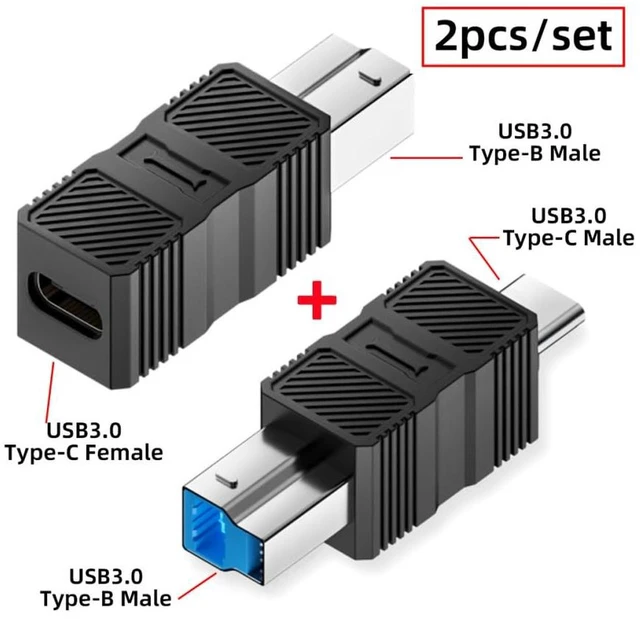 Alt view image 2 of 5 - AJMRTC 2 Pack USB 3.0 Type C Male & Female to USB 3.0 B Male Adapter, High Speed Converter Connector, for External Hard Disk, SSD, Printer, Camera, Scanner, Data Sync Transfer