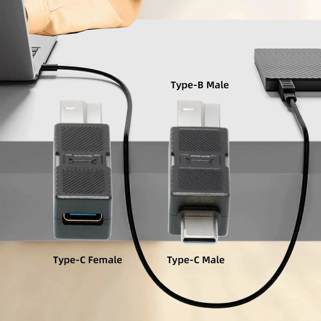 Alt view image 4 of 5 - AJMRTC 2 Pack USB 3.0 Type C Male & Female to USB 3.0 B Male Adapter, High Speed Converter Connector, for External Hard Disk, SSD, Printer, Camera, Scanner, Data Sync Transfer