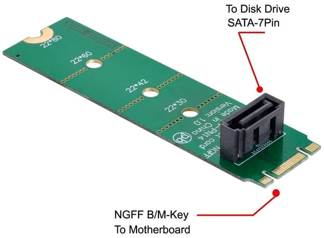 Alt view image 4 of 7 - AJMRTC NGFF M.2 B/M Key to Vertical SATA 7Pin Adapter Card, M.2 SSD to SATA 7 Pin Vertical PCBA Extension Converter, for Motherboard Internal Storage Expansion, 2.5" SATA SSD HDD