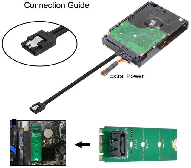 Alt view image 7 of 7 - AJMRTC NGFF M.2 B/M Key to Vertical SATA 7Pin Adapter Card, M.2 SSD to SATA 7 Pin Vertical PCBA Extension Converter, for Motherboard Internal Storage Expansion, 2.5" SATA SSD HDD