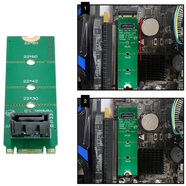 Alt view image 2 of 7 - AJMRTC NGFF M.2 B/M Key to Vertical SATA 7Pin Adapter Card, M.2 SSD to SATA 7 Pin Vertical PCBA Extension Converter, for Motherboard Internal Storage Expansion, 2.5" SATA SSD HDD