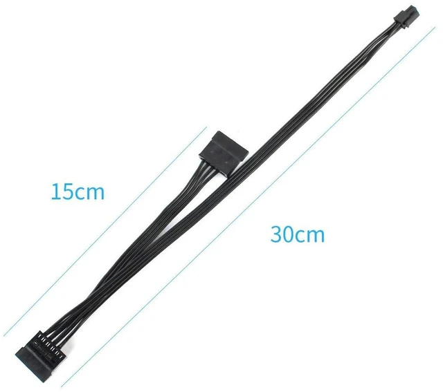 Alt view image 5 of 5 - AJMRTC 45cm ATX Mini 4 Pin Motherboard Power Cable, Mini 4P to 1 to 2 SATA SSD Power Splitter Cord, Compatible with Lenovo M410 M415 M425 B415 M610 M710 M4200R, for SATA HDD SSD Power Supply