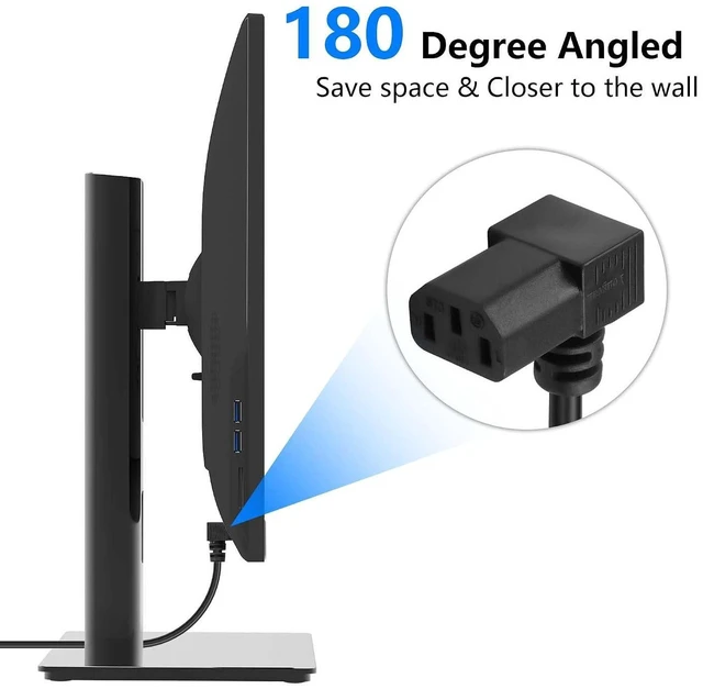Alt view image 2 of 7 - AJMRTC 3.9FT 18AWG NEMA 5-15P to Down Angle IEC 320 C13 AC Power Cord, 10A 250V 3 Prong Grounded Computer Power Cable for PC, Monitor, Printer, Server, PDU, Electronics Replacement