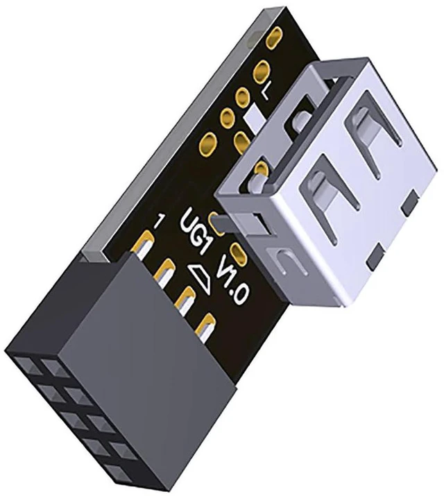 Alt view image 2 of 3 - AJMRTC UG1-R 9Pin USB 2.0 Header Adapter, Built-In 2.4G Wireless Mouse Keyboard Receiver, Internal 9-Pin Motherboard Connector Converter for ITX Chassis, Mini PC, Compact Desktop DIY Assembly