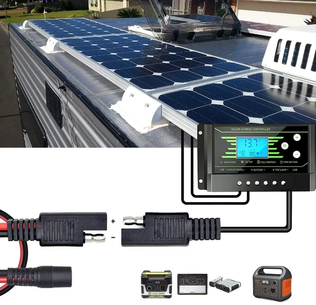 Alt view image 6 of 6 - AJMRTC 60cm 14AWG DC 5.5x2.1mm Female to SAE 2 Pin Quick Disconnect Wire Harness, Heavy Gauge DC Power Cable, SAE to DC Barrel Cord for Solar Panel, Battery Pack, RV, Portable Power Station