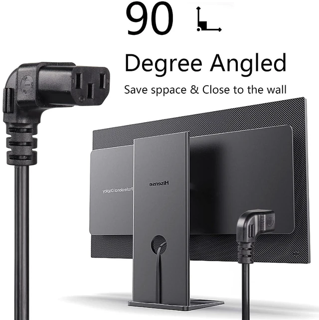 Alt view image 6 of 7 - AJMRTC 3.93FT 18AWG NEMA 5-15P to Up Angle IEC 320 C13 Power Cord, 10A 250V 3-Prong AC Power Cable, Right Up Angled C13 Connector for PC, Monitor, Printer, Server, Power Supply