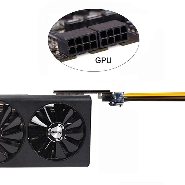 Alt view image 5 of 6 - AJMRTC CY Dual ATX 8Pin Female to 6+8Pin Male 180 Degree Angled GPU Power Adapter, Angled Graphics Card Power Connector Converter, Space-Saving 180° Bend Design for Desktop PC GPU Installation