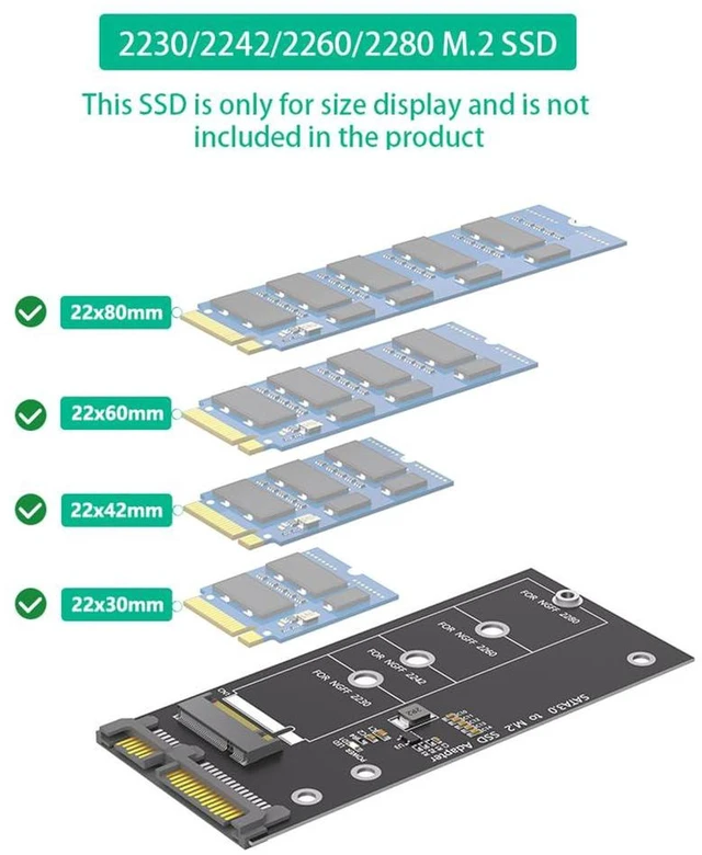 Alt view image 7 of 7 - AJMRTC M.2 NGFF B/B+M Key to 2.5 Inch SATA III Adapter, 6Gbps SATA Converter Card, Supports M.2 SATA SSD 2230 2242 2260 2280, for Desktop Laptop 2.5" SATA Drive Bay Storage Upgrade