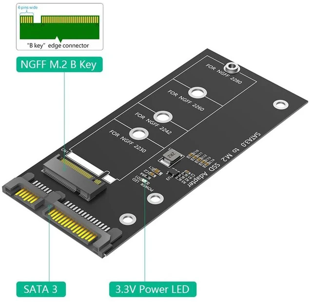 Alt view image 6 of 7 - AJMRTC M.2 NGFF B/B+M Key to 2.5 Inch SATA III Adapter, 6Gbps SATA Converter Card, Supports M.2 SATA SSD 2230 2242 2260 2280, for Desktop Laptop 2.5" SATA Drive Bay Storage Upgrade
