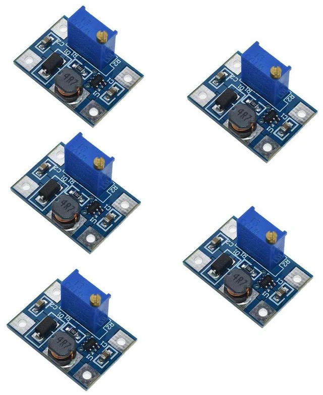 Main image of AJMRTC 5PCS SX1308 DC-DC Step Up Boost Power Module, Adjustable Output Voltage Booster Converter Board, Max 2A High Current Step-up Module for Battery Power Supply, DIY Electronic Circuit Project