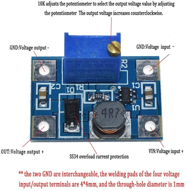 Alt view image 2 of 5 - AJMRTC 5PCS SX1308 DC-DC Step Up Boost Power Module, Adjustable Output Voltage Booster Converter Board, Max 2A High Current Step-up Module for Battery Power Supply, DIY Electronic Circuit Project