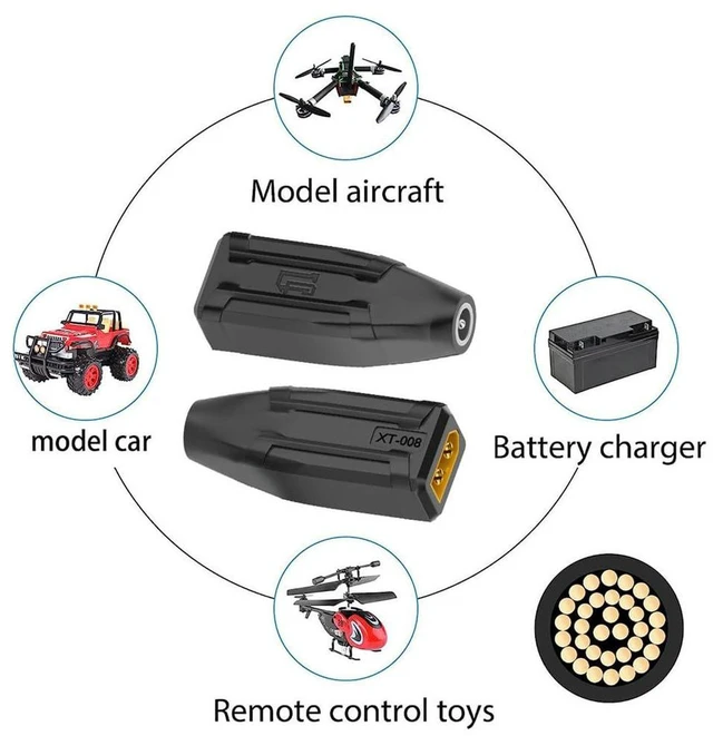 Alt view image 7 of 7 - AJMRTC XT60 Male to DC 5.5x2.5mm Female Adapter, SC100 Protocol Fast Charging Connector Converter for RC Lipo Battery, Quadcopter, Multicopter, FPV Drone, Aeromodelling Power Supply