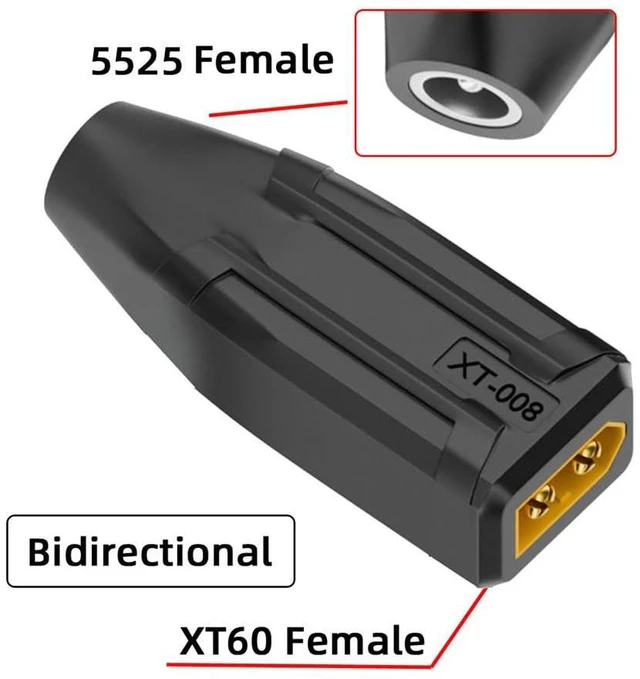 Alt view image 2 of 7 - AJMRTC XT60 Male to DC 5.5x2.5mm Female Adapter, SC100 Protocol Fast Charging Connector Converter for RC Lipo Battery, Quadcopter, Multicopter, FPV Drone, Aeromodelling Power Supply