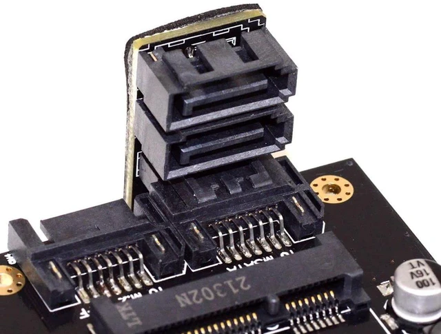 Alt view image 2 of 7 - AJMRTC Dual SATA 7Pin Male to 7Pin Female 360 Degree Rotatable Angled Adapter, Low Profile SATA Expansion Converter for Desktop Motherboard, 2.5" SSD, HDD, PC Internal Cable Management