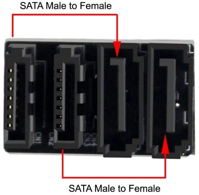 Alt view image 4 of 7 - AJMRTC Dual SATA 7Pin Male to 7Pin Female 360 Degree Rotatable Angled Adapter, Low Profile SATA Expansion Converter for Desktop Motherboard, 2.5" SSD, HDD, PC Internal Cable Management