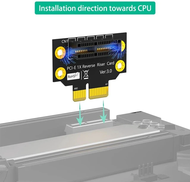 Alt view image 5 of 7 - AJMRTC PCIe 3.0 x1 90 Degree Reverse Male to Female Riser Card, 32mm Extension Adapter, Right Angle PCI Express Converter for 1U 2U Server, Industrial PC, Low Profile Chassis Expansion