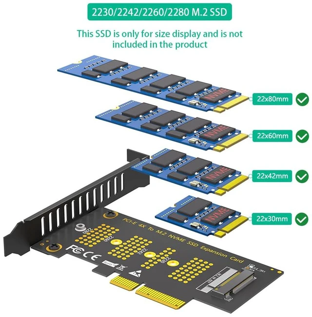 Alt view image 7 of 7 - AJMRTC Upgraded M.2 NGFF NVMe SSD to PCIe 3.0 X1 / X4 Adapter Card, M-Key Converter Supports 2230, 2242, 2260, 2280 NVMe SSD, Works on PCIe X1 X4 X8 X16 Desktop Slots, Add High Speed NVMe Storage for
