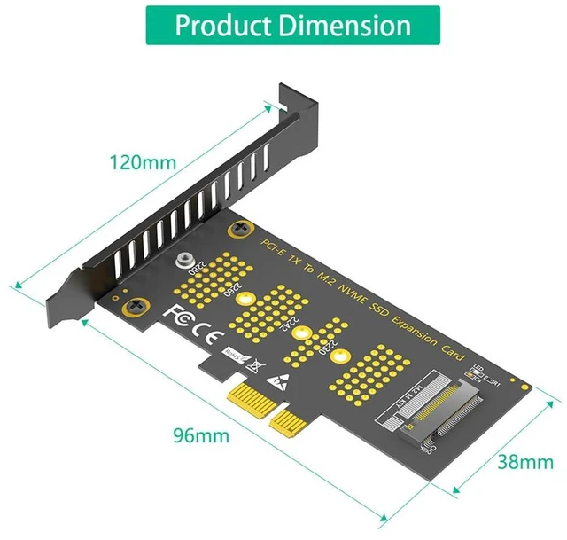 Alt view image 2 of 7 - AJMRTC Upgraded M.2 NGFF NVMe SSD to PCIe 3.0 X1 Adapter Card, M-Key NVMe Converter Supports 2230, 2242, 2260, 2280 SSD, Fits PCIe X1 X4 X8 X16 Desktop Slots, Low Bandwidth Storage Expansion for PCs