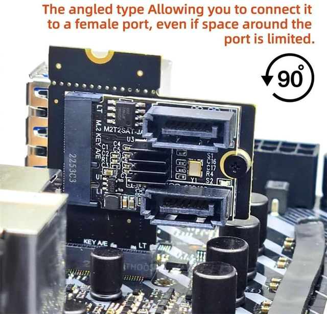 Alt view image 6 of 7 - AJMRTC NGFF A+E Key Male to Female Right Angle Adapter, PCIe M.2 A+E 90 Degree Low Profile Riser Extension Card, Vertical Offset Converter for WiFi Bluetooth M.2 Module, Small Space Installation