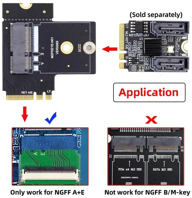 Alt view image 4 of 7 - AJMRTC NGFF A+E Key Male to Female Right Angle Adapter, PCIe M.2 A+E 90 Degree Low Profile Riser Extension Card, Vertical Offset Converter for WiFi Bluetooth M.2 Module, Small Space Installation