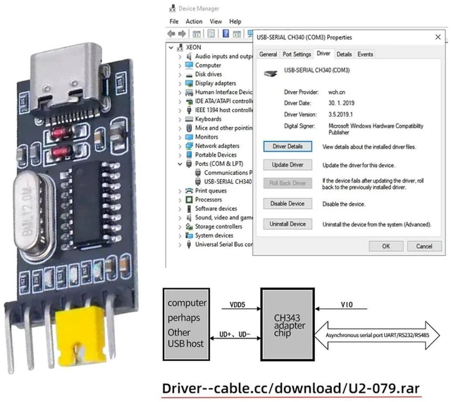 Alt view image 4 of 7 - AJMRTC USB-C to TTL Serial Adapter, 5V / 3.3V Selectable Level UART Programmer Module, With PWR TXD RXD LED Indicator Lights, USB Type-C Socket Serial Debug Board for Arduino, ESP32, STM32, MCU Downlo