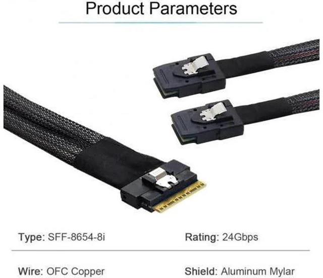 Alt view image 6 of 7 - AJMRTC PCIe 4.0 Ultraport Slimline SAS Adapter, SFF-8654 8i 74Pin to Dual SFF-8643 Mini SAS HD Breakout Card, Slim SAS 8i Splitter for HBA, RAID Controller, Server Backplane, NVMe / SAS Storage