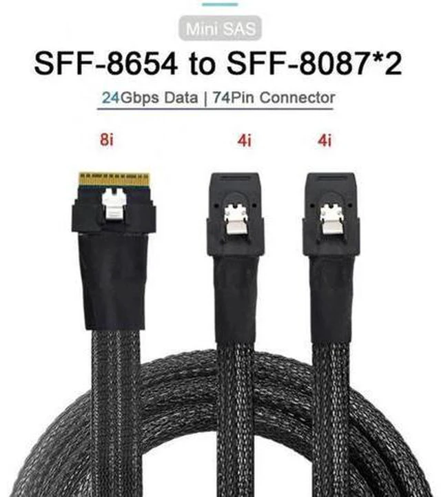 Alt view image 3 of 7 - AJMRTC PCIe 4.0 Ultraport Slimline SAS Adapter, SFF-8654 8i 74Pin to Dual SFF-8643 Mini SAS HD Breakout Card, Slim SAS 8i Splitter for HBA, RAID Controller, Server Backplane, NVMe / SAS Storage