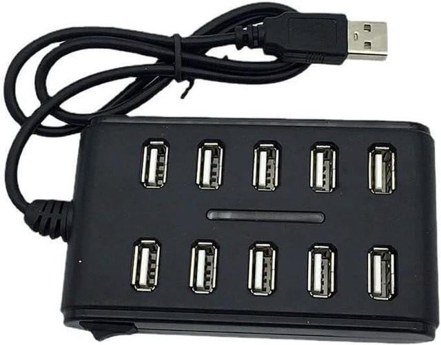 Alt view image 3 of 4 - AJMRTC 10 Port USB 2.0 Hub, High Speed USB Splitter Multi Port Expansion Adapter, 480Mbps USB Extension Hub with Cable for Laptop, Desktop PC, Flash Drive, Keyboard, Mouse, Card Reader, Low Power USB