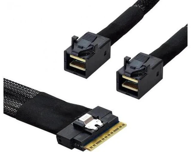 Alt view image 6 of 7 - AJMRTC PCIe 4.0 Slimline SAS Breakout Adapter, SFF-8654 8i 74Pin Ultraport Slim SAS to Dual SFF-8643 Mini SAS HD Splitter Card, Storage Signal Converter for HBA, RAID Controller, Server Backplane, NVM