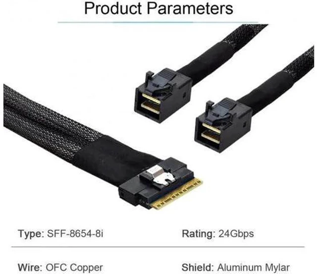 Alt view image 7 of 7 - AJMRTC PCIe 4.0 Slimline SAS Breakout Adapter, SFF-8654 8i 74Pin Ultraport Slim SAS to Dual SFF-8643 Mini SAS HD Splitter Card, Storage Signal Converter for HBA, RAID Controller, Server Backplane, NVM