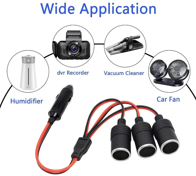 Alt view image 6 of 7 - AJMRTC 1 to 3 Car Cigarette Lighter Splitter, 12V / 24V 3-Way Power Socket Adapter, Multi Outlet Car Charger Splitter for Vehicle GPS, Dash Cam, Air Pump, Car Refrigerator, Mobile Device Charging