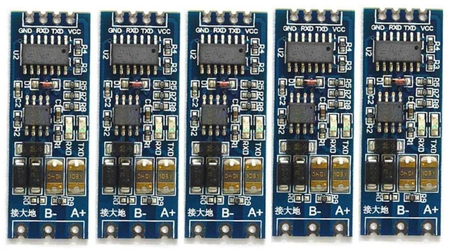 Main image of AJMRTC 5Pcs TTL to RS485 Serial Converter Module, Hardware Auto Flow Control UART Level Mutual Conversion Adapter, Half Duplex RS485 to TTL UART Board for Arduino, PLC, Industrial Sensor Modbus Commun