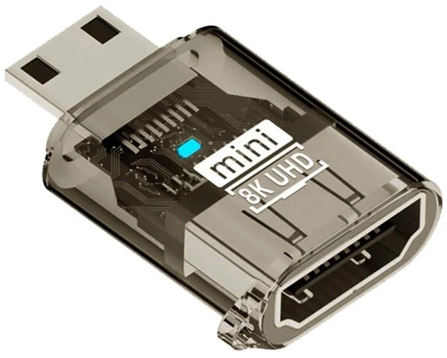 Main image of AJMRTC Mini HDMI Male to HDMI Female Adapter, HDMI 2.1 48Gbps Extension Converter, Support 8K@60Hz, 4K@120Hz, HDR, eARC, 3D, for DSLR Camera, Camcorder, Laptop, Tablet, HDTV, Monitor, Projector