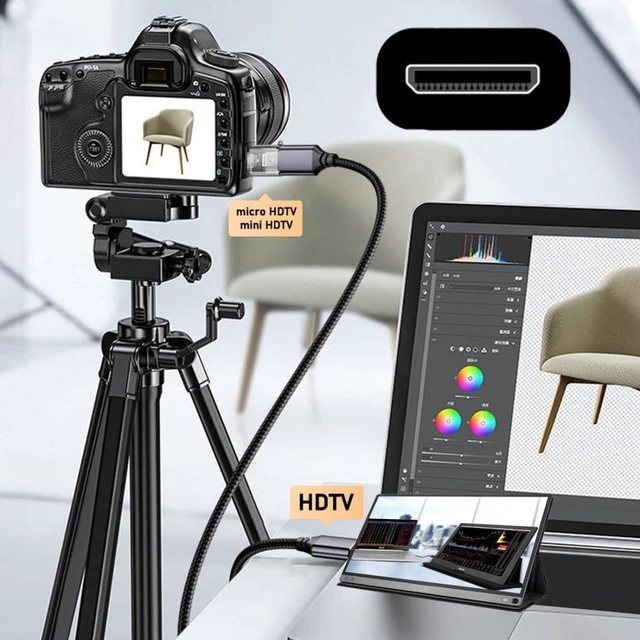 Alt view image 4 of 7 - AJMRTC Mini HDMI Male to HDMI Female Adapter, HDMI 2.1 48Gbps Extension Converter, Support 8K@60Hz, 4K@120Hz, HDR, eARC, 3D, for DSLR Camera, Camcorder, Laptop, Tablet, HDTV, Monitor, Projector