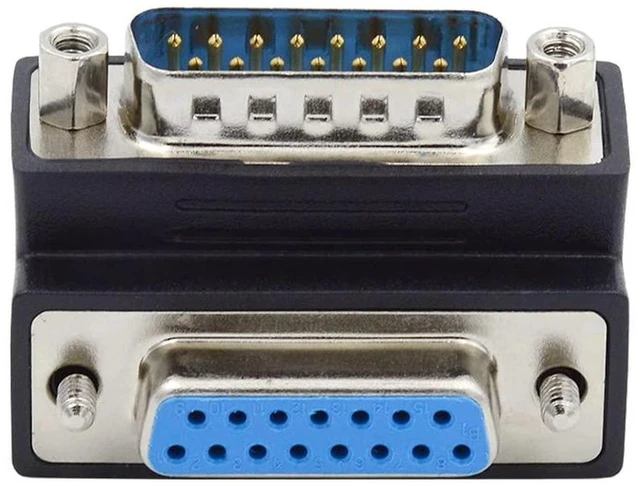 Alt view image 4 of 7 - AJMRTC 15 Pin DB15 D-Sub RS232 Adapter, 90 Degree Right Angle Male Nut to Female Screw Down DSUB Connector, D-subminiature Angled Extension Adapter for Serial Port, Industrial Control, CNC Equipment