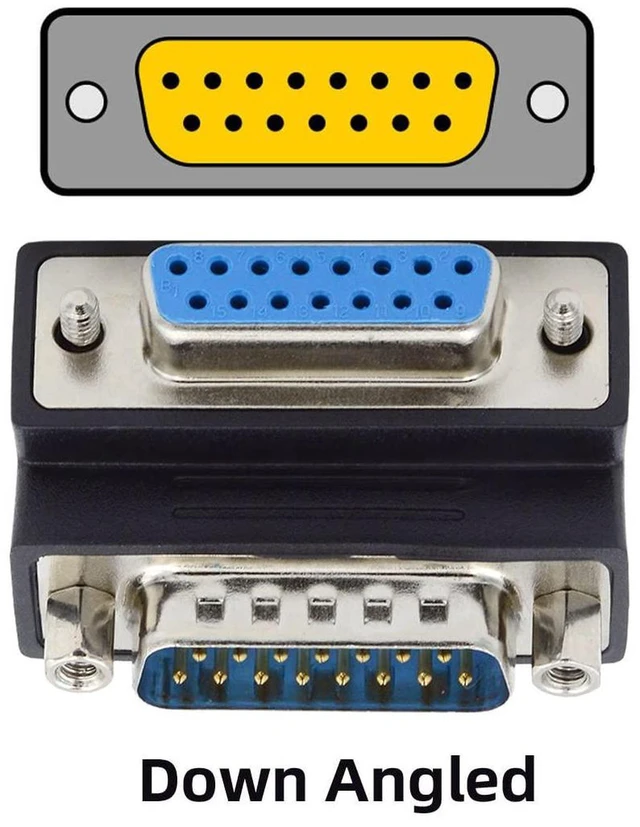 Alt view image 7 of 7 - AJMRTC 15 Pin DB15 D-Sub RS232 Adapter, 90 Degree Right Angle Male Nut to Female Screw Down DSUB Connector, D-subminiature Angled Extension Adapter for Serial Port, Industrial Control, CNC Equipment