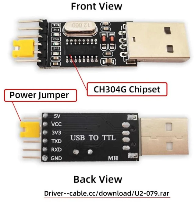 Alt view image 4 of 7 - AJMRTC CH340G USB 2.0 Type A Male to TTL Serial Adapter Board, 3.3V / 5V Selectable Logic Level, No Housing, USB to TTL Converter Module, Replacement for PL-2303 for Arduino, STM32, ESP32, Serial Debu