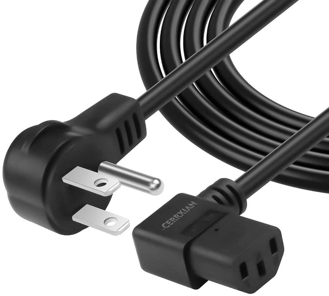 Main image of AJMRTC 3.9FT 18AWG NEMA 5-15P to Right Angle IEC 320 C13 Power Cord, 10A 250V 3 Prong AC Cable, Right-Angled C13 Replacement Cord for PC, Monitor, Printer, Server, UPS, Desktop Computer