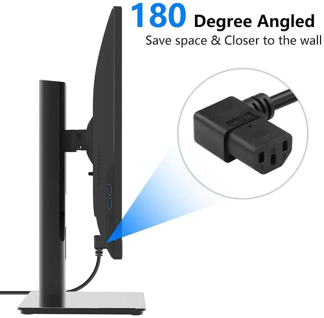 Alt view image 7 of 7 - AJMRTC 3.9FT 18AWG NEMA 5-15P to Right Angle IEC 320 C13 Power Cord, 10A 250V 3 Prong AC Cable, Right-Angled C13 Replacement Cord for PC, Monitor, Printer, Server, UPS, Desktop Computer